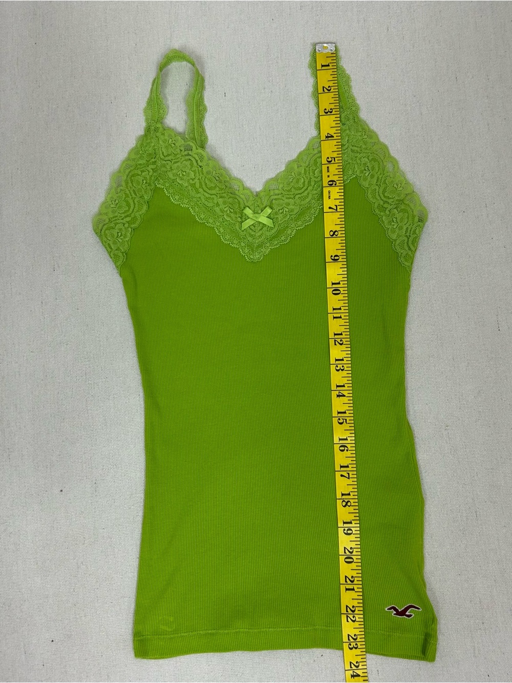 Hollister Vintage Y2K Lime Green Lace-Trim Ribbed Cami Size S - Picture 8 of 9